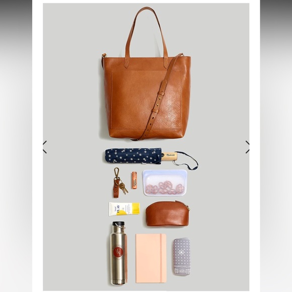 Madewell The Zip-Top Medium Brown Leather Transport Tote NWT - Picture 3 of 16